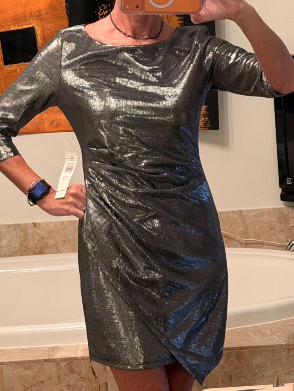 Jump Shimmering Black Asymmetrical Dress Great NYE Dress sexy than it looks!